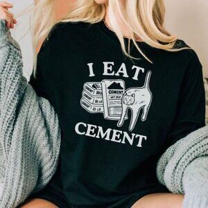 I Eat Cement Shirt Cursed Cat T Shirt Funny Meme T-Shirt